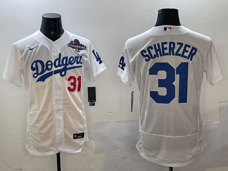 Men Los Angeles Dodgers #31 Scherzer White Elite 2025 Nike MLB Jersey style 3204->los angeles dodgers->MLB Jersey